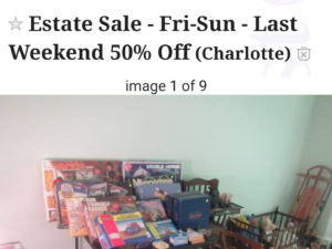 50% off sale at estate sale