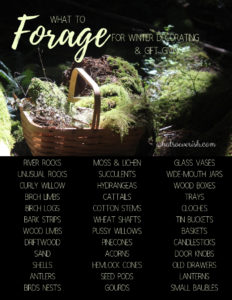 centerpieces foraging list of things to find
