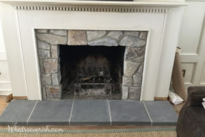 The stone and hearth are perfect and compliment the mantel