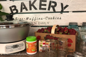 Ball Jam Maker with needed supplies to make strawberry jam