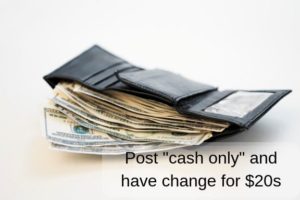 Tips for selling items: cash ony and have change