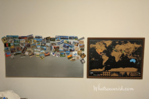 Magnetic board and scratchable world map